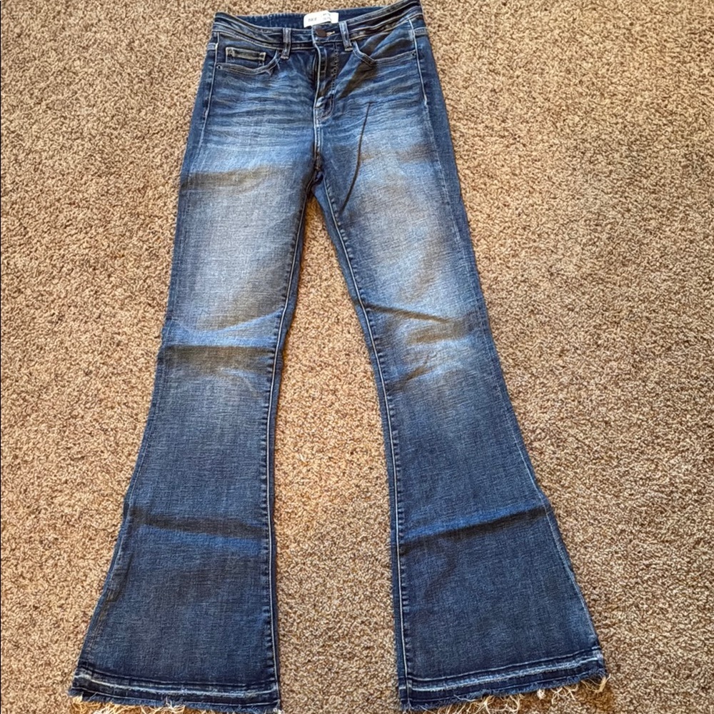 BKE Blue Flare & Wide Leg Jeans with Vintage Wash
